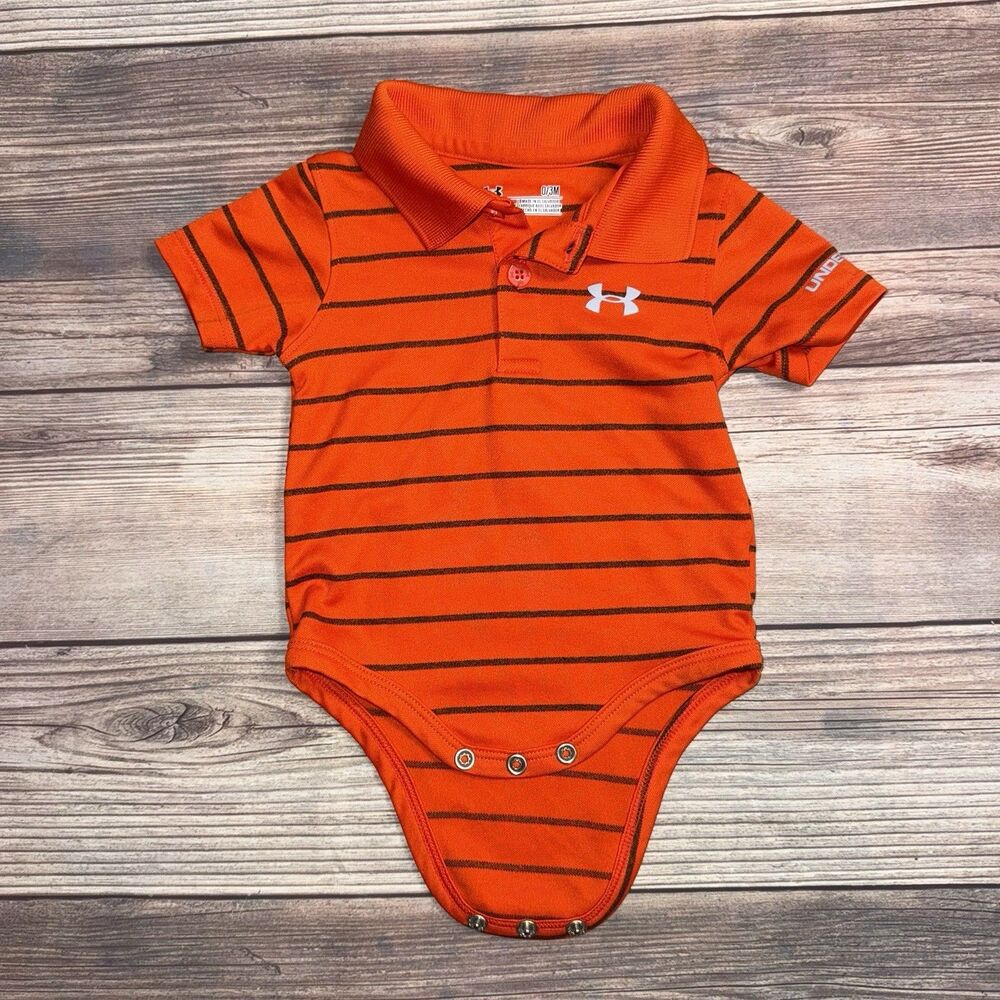 Under Armour Orange Baby Polo Bodysuit With Snaps Size 0-3 (MSRP $24.99)